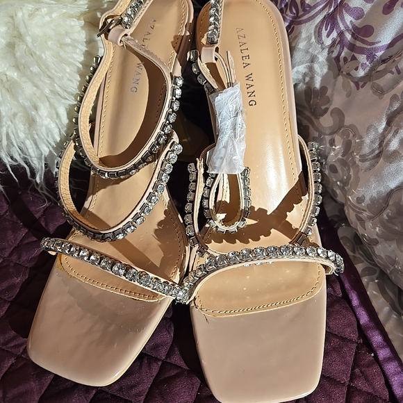 Azalea Wang Shoes - Nude Rhinestone Sandals
